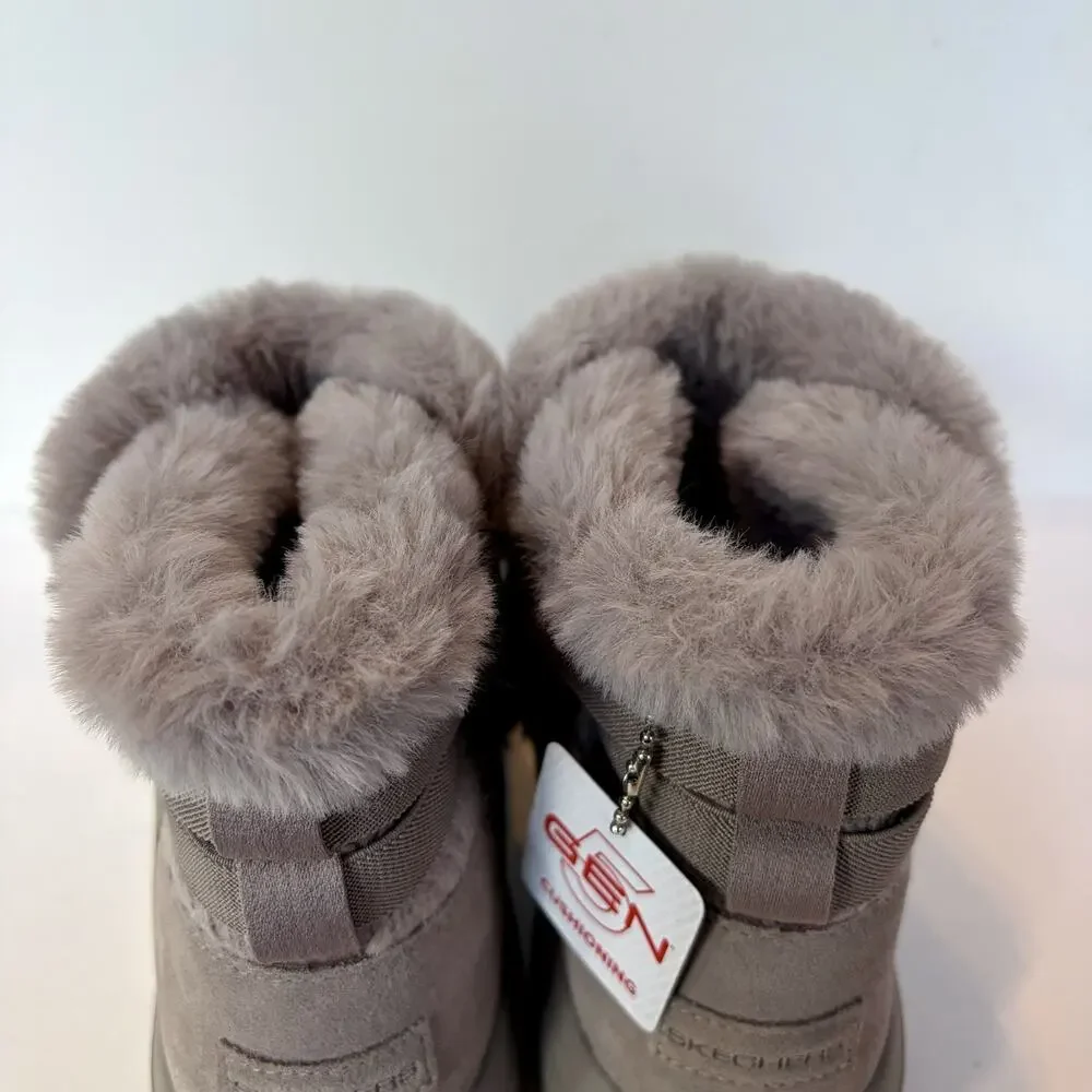 Skechers On-the-GO City Winter Gleam Water Repellent Dark Taupe Boots Women's 8
